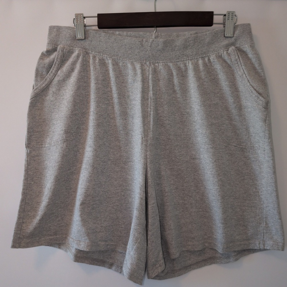 Just My Size Women 1X Gray Cotton Blend Jersey Knit Pull On Casual Lounge Shorts